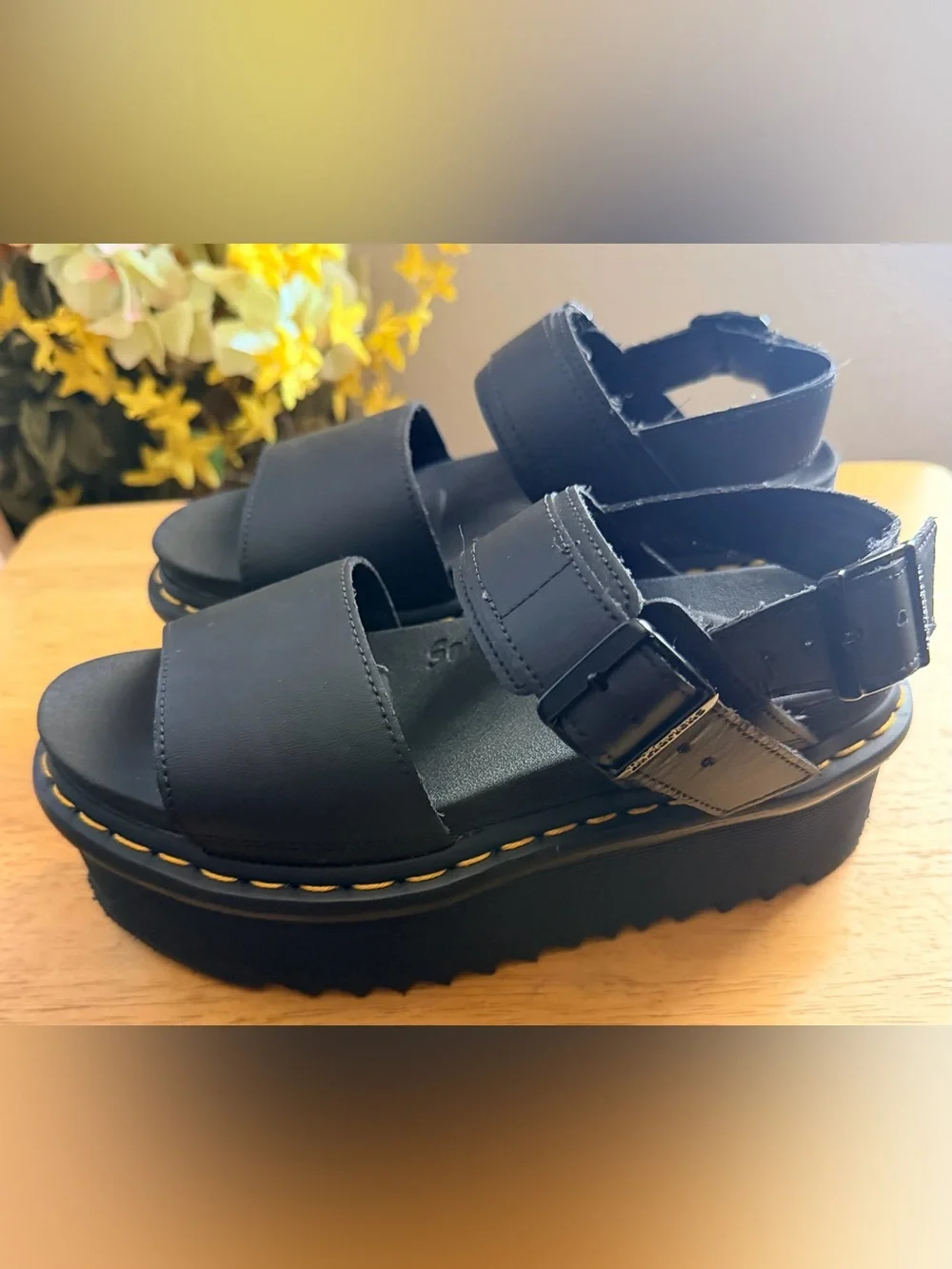 Dr. Martens black Voss platform sandals